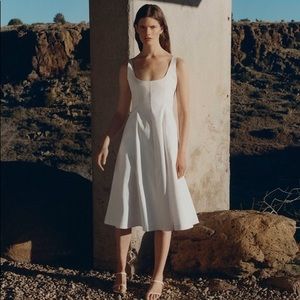 Club Monaco Wide Neck Panel Dress in Bright white color